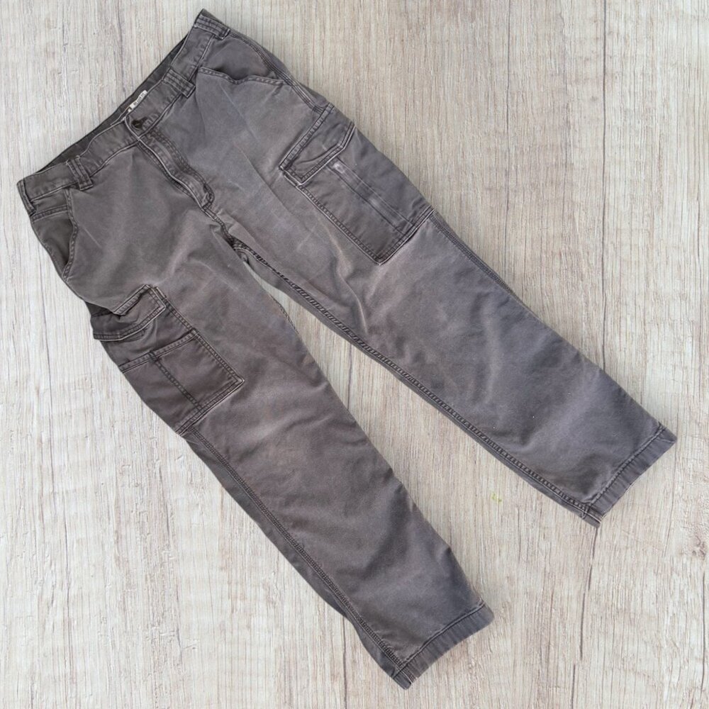Carhartt Cargo Work Pants Rugged Flex Gray Canvas Relaxed Fit 36x32